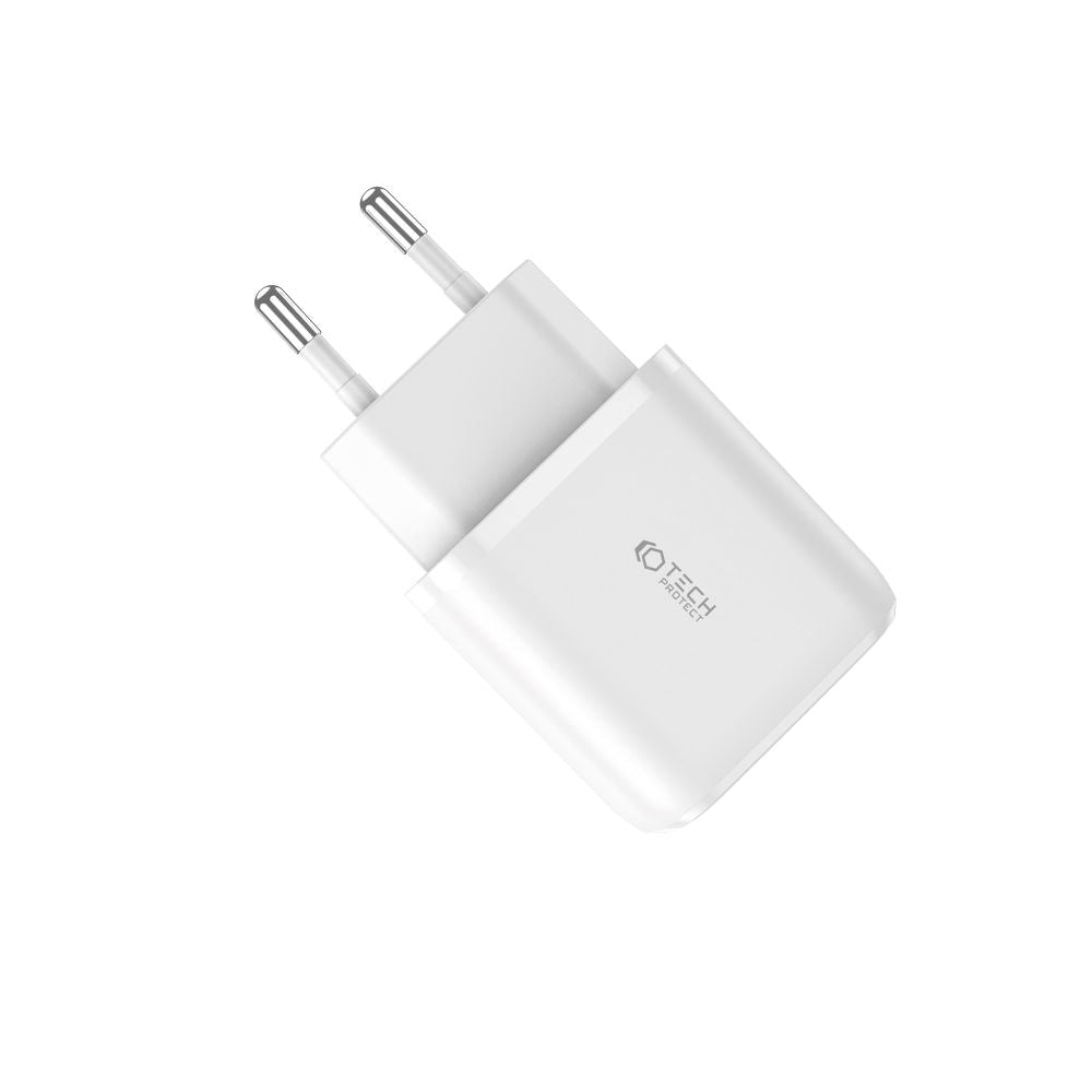 Tech-Protect PD 20W Väggladdare med 1 X USB-C och 1 X USB-A - Vit