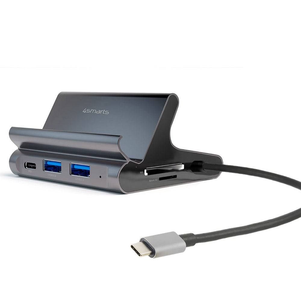 4smarts 7-i-1 USB-C Hub Universellt Stativ för Mobil & Surfplatta - Grå