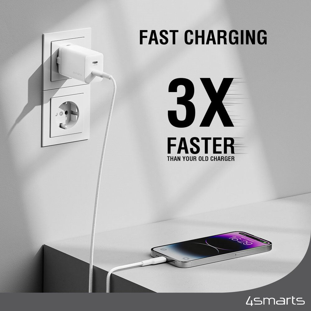 4smarts PDPlug 45W Väggladdare med 2 x USB-C - Vit