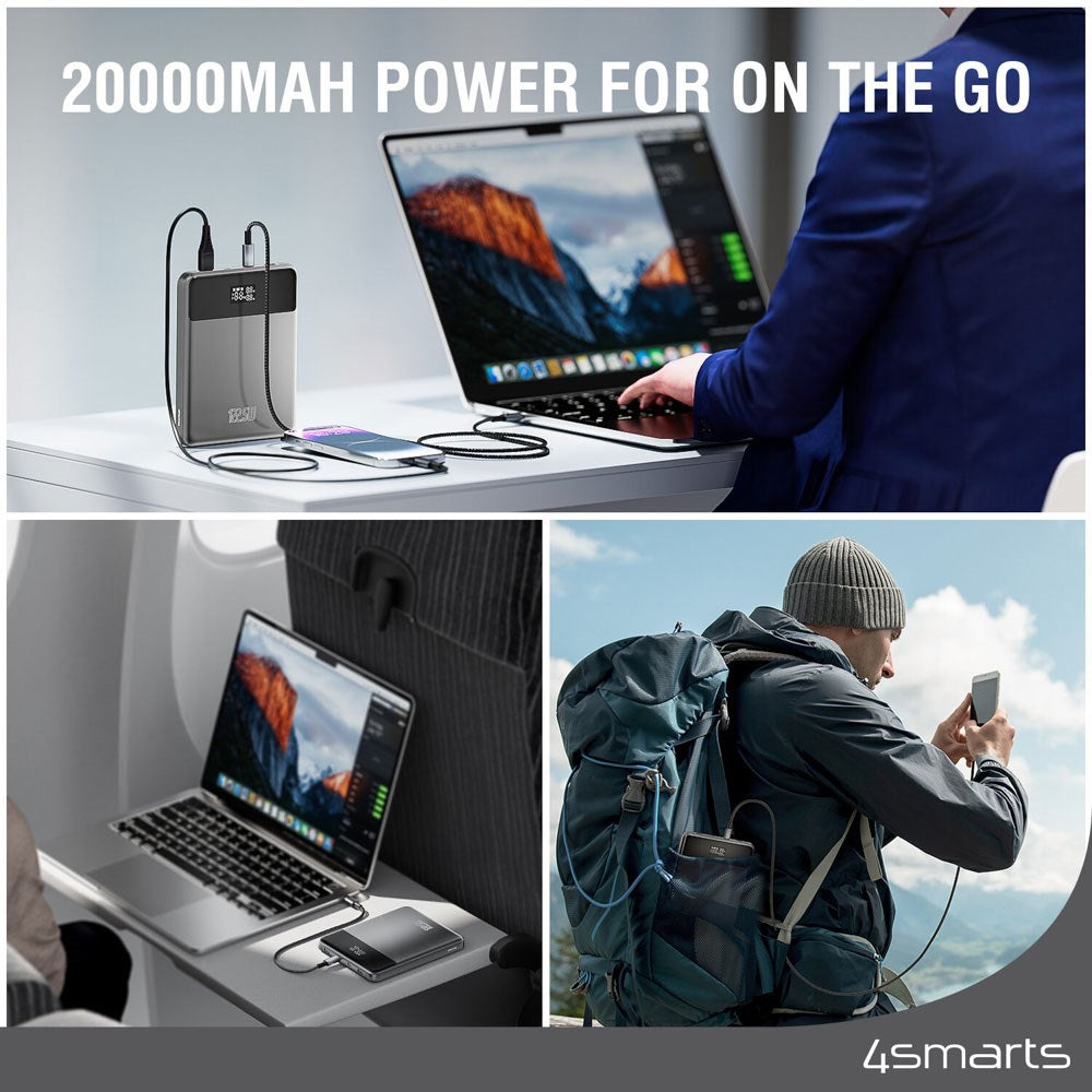 4smarts Enterprise Slim 20.000mAh Powerbank - 122.5W - Grå