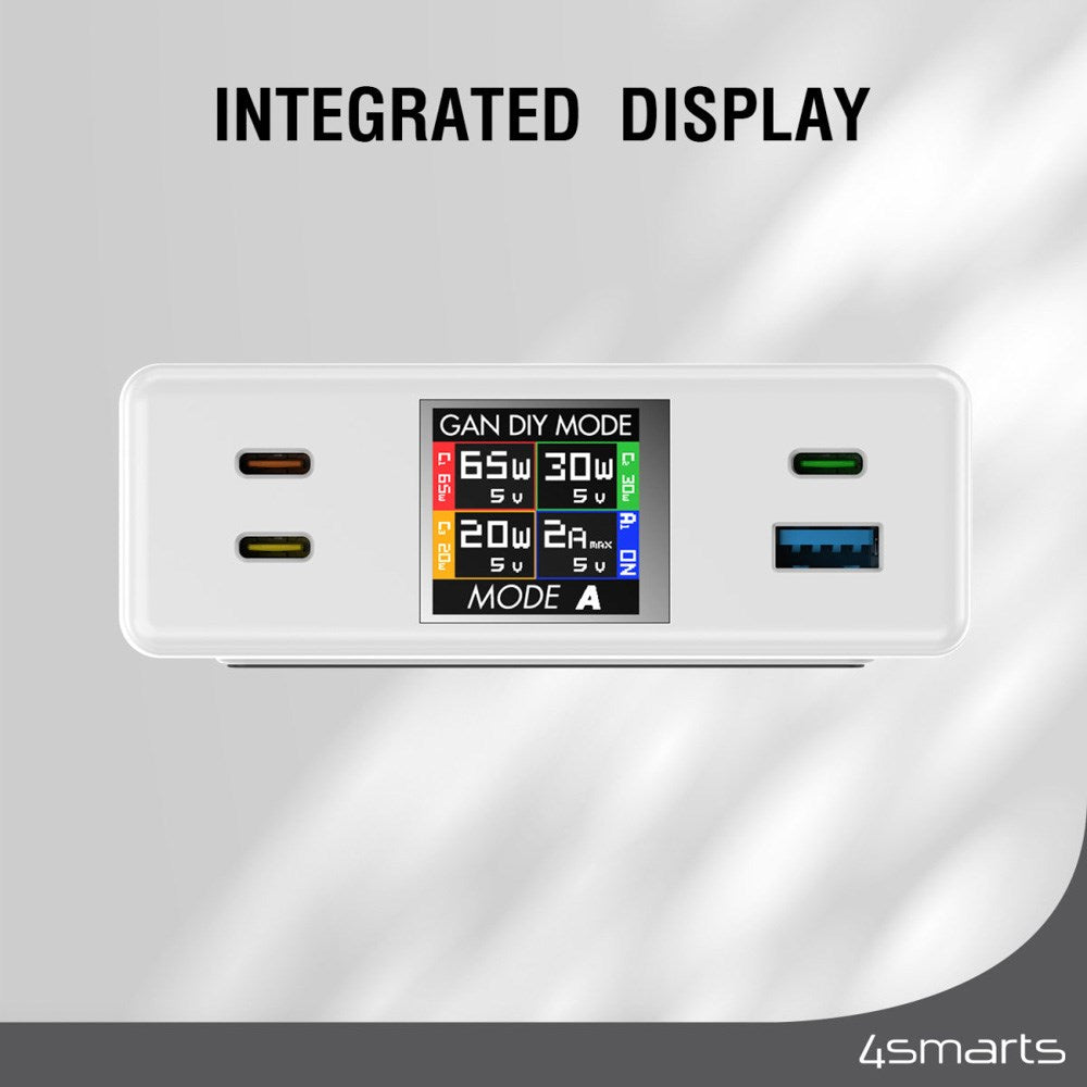 4smarts GaN DIY Mode Skrivbordsladdare - 130W / 3x USB-C & 1x USB-A - Vit