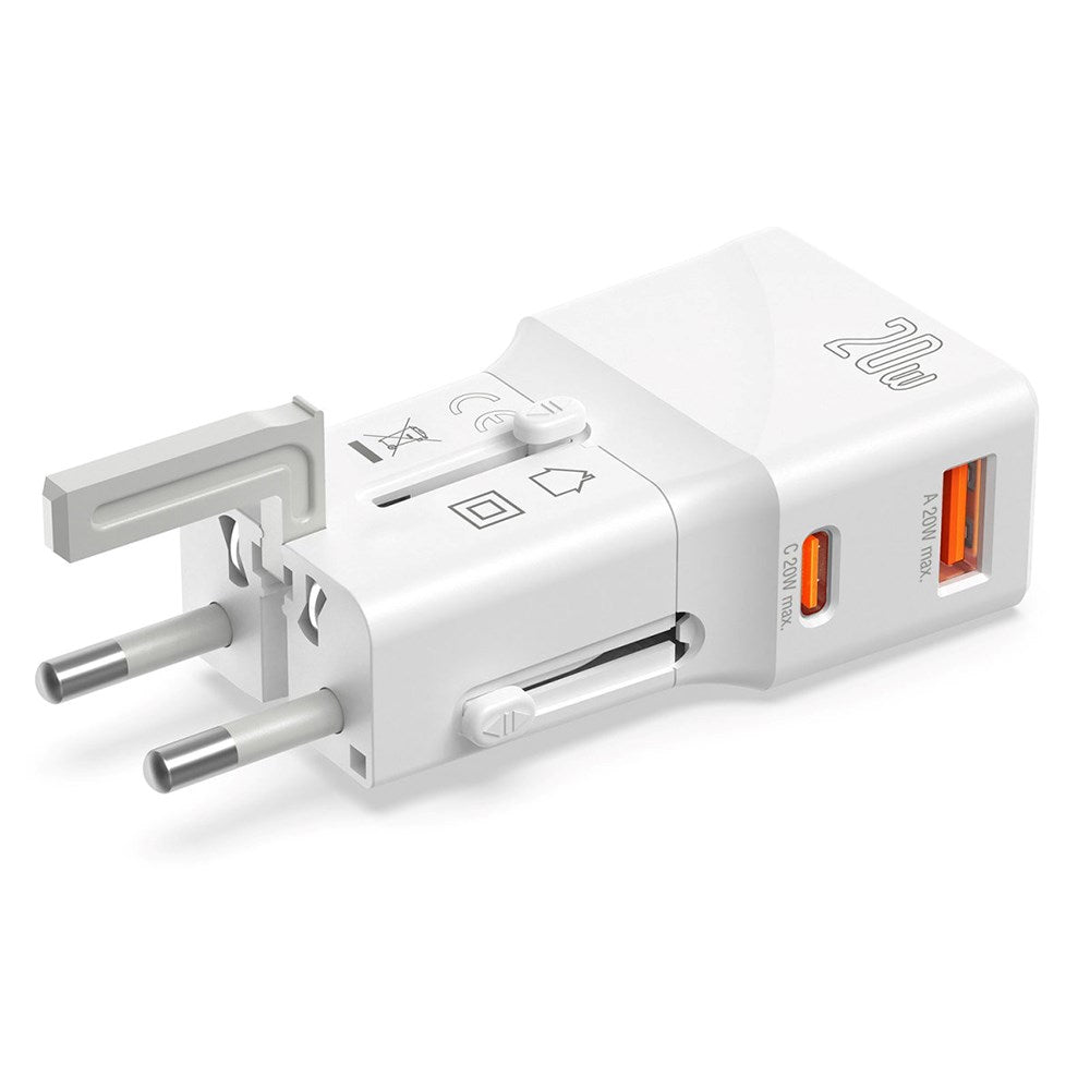 4smarts World Rese Adapter med 1 x USB-A & 1 x USB-C - Vit