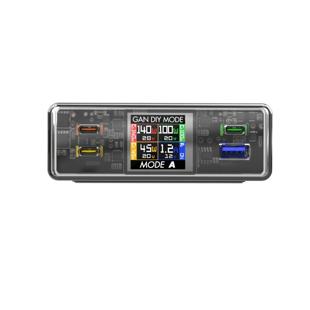 4smarts Lucid GaN DIY Mode Skrivbordsladdare - 300W / 3x USB-C & 1x USB-A - Grå