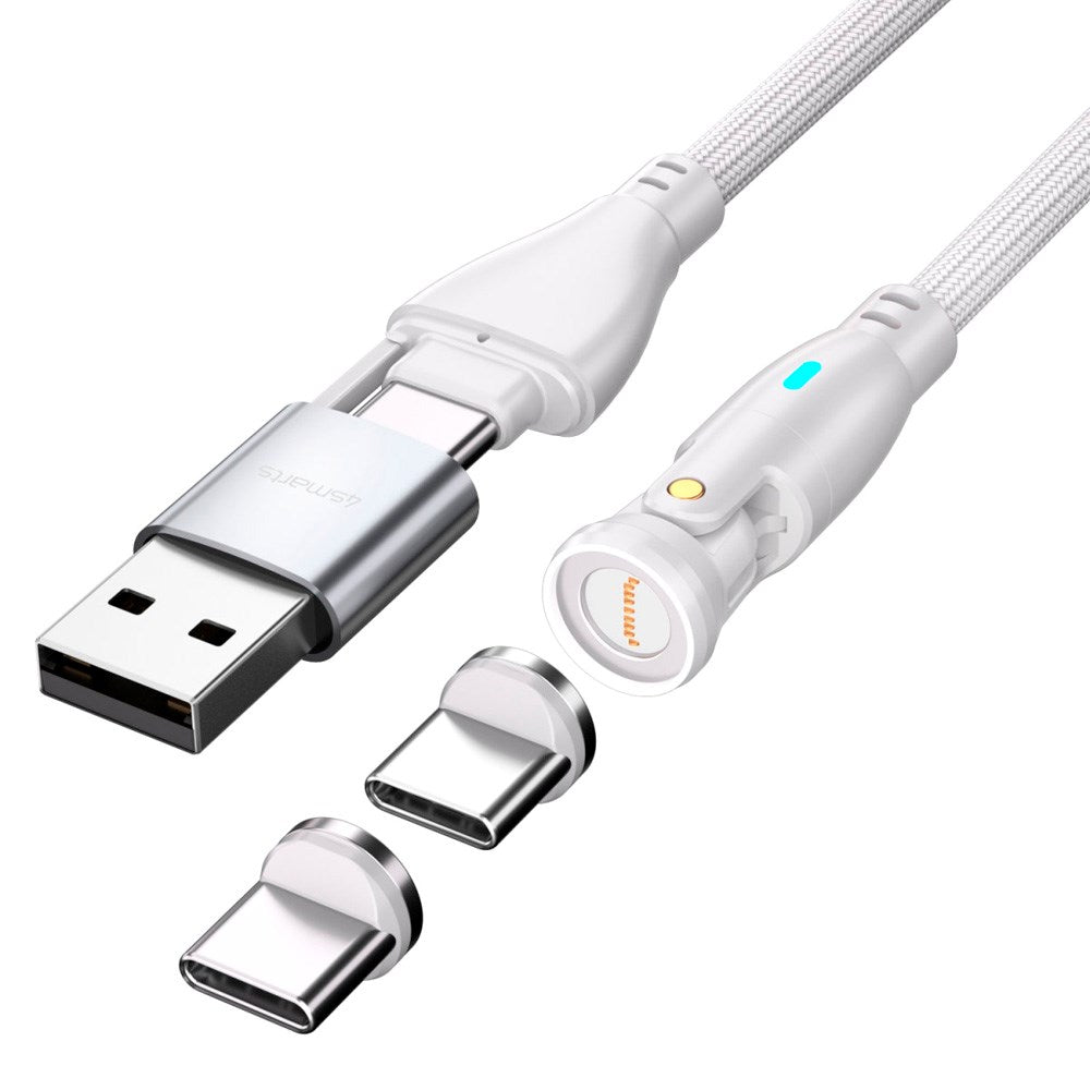 4smarts GravityCord Magnetisk Kabel m. USB-C/A - 100W - 1.8m - Vit
