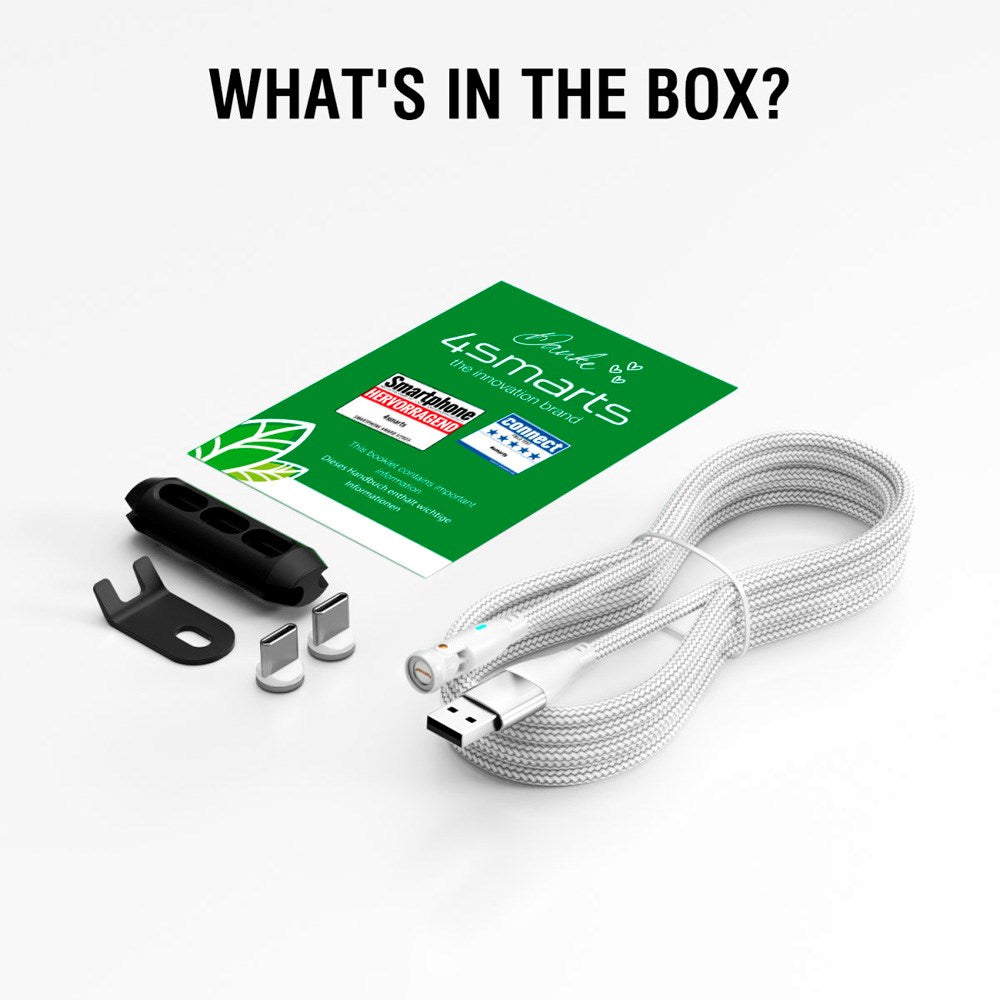 4smarts GravityCord Magnetisk Kabel m. USB-C/A - 100W - 1.8m - Vit