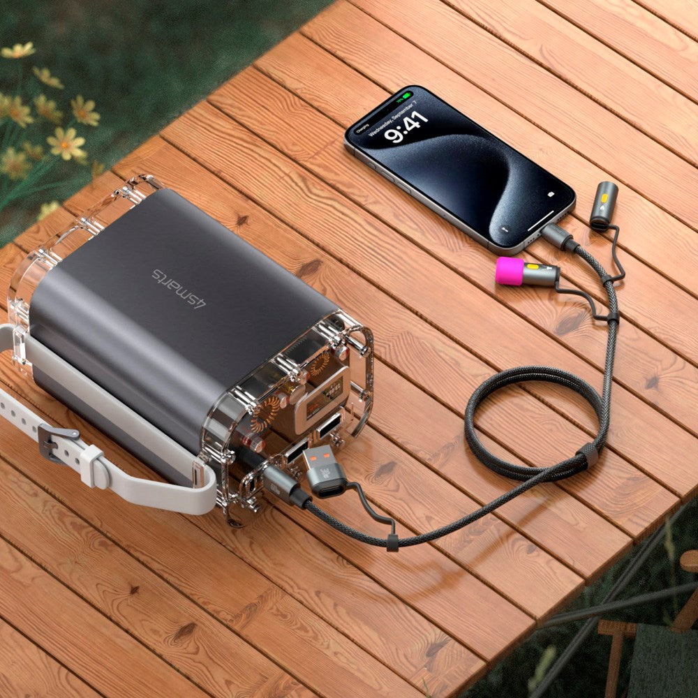 4smarts 4-i-1 USB-C Outdoor Kabelsats - 60W / 1m - Svart