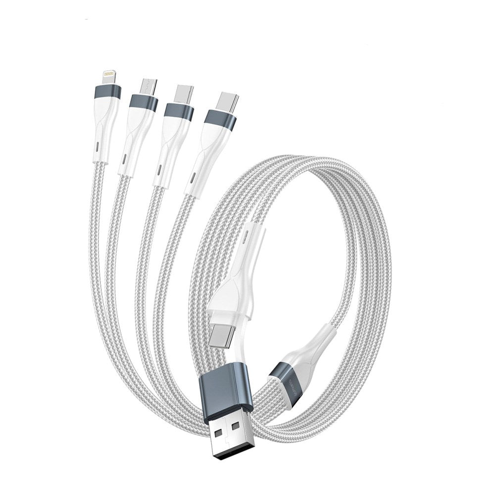 4smarts 4-i-2 Multi Laddkabel - USB-C / USB-A / Lightning / Micro USB - 25cm - Vit
