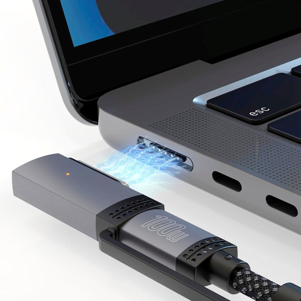 4smarts 2-i-1 Laddkabel - USB-C Kabel & MagSafe 3 Adapter - 100W / 2m - Svart