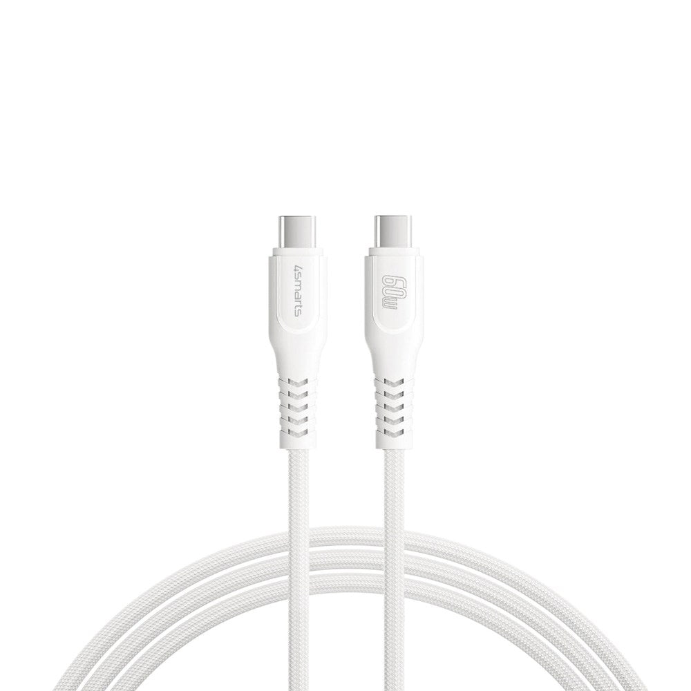 4smarts PremiumCord USB-C till USB-C Kabel 60W - 1.5 m - Vit