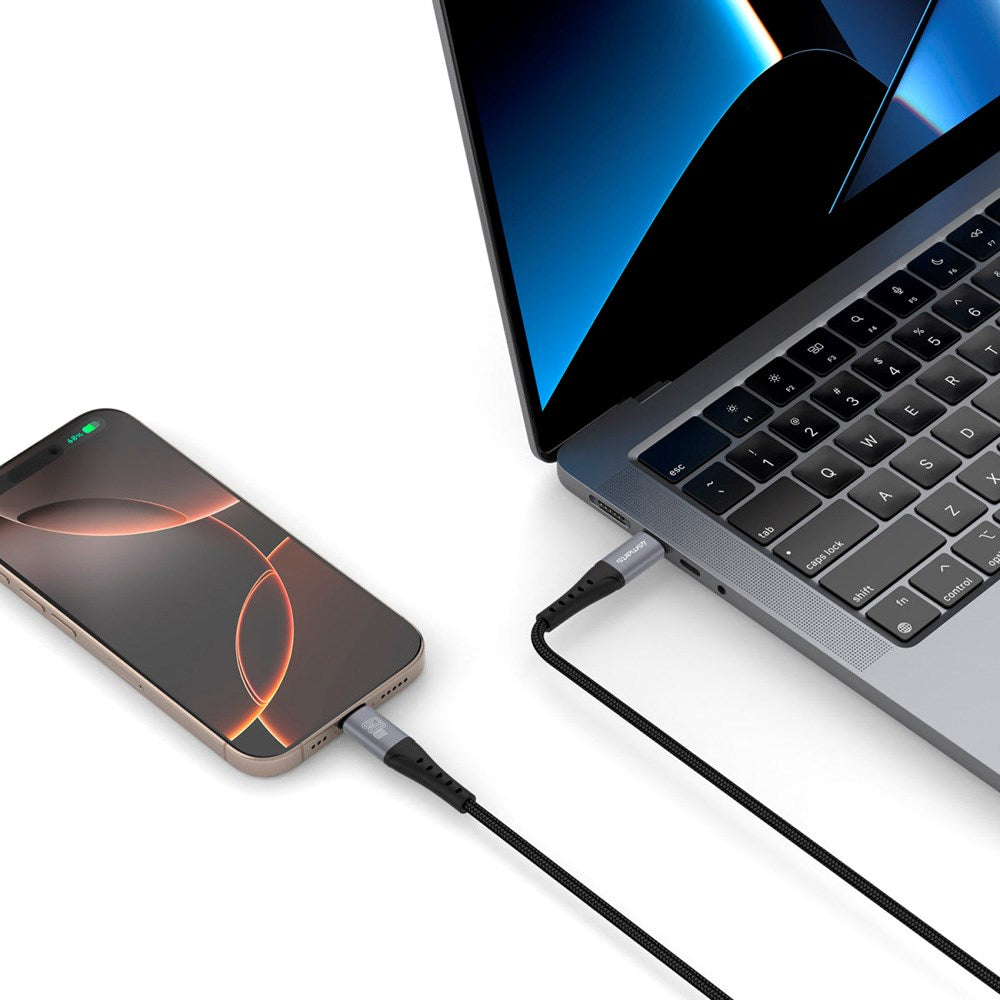 4smarts PrimeCord USB-C till USB-C Kabel 60W - 1.5 m - Svart