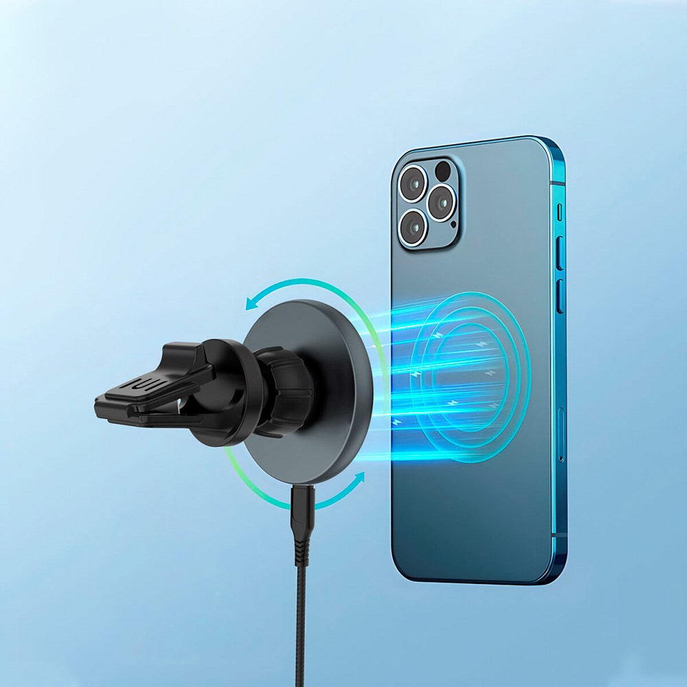 4smarts Qi2 Trådlös Billaddare - MagSafe Kompatibel - Grå