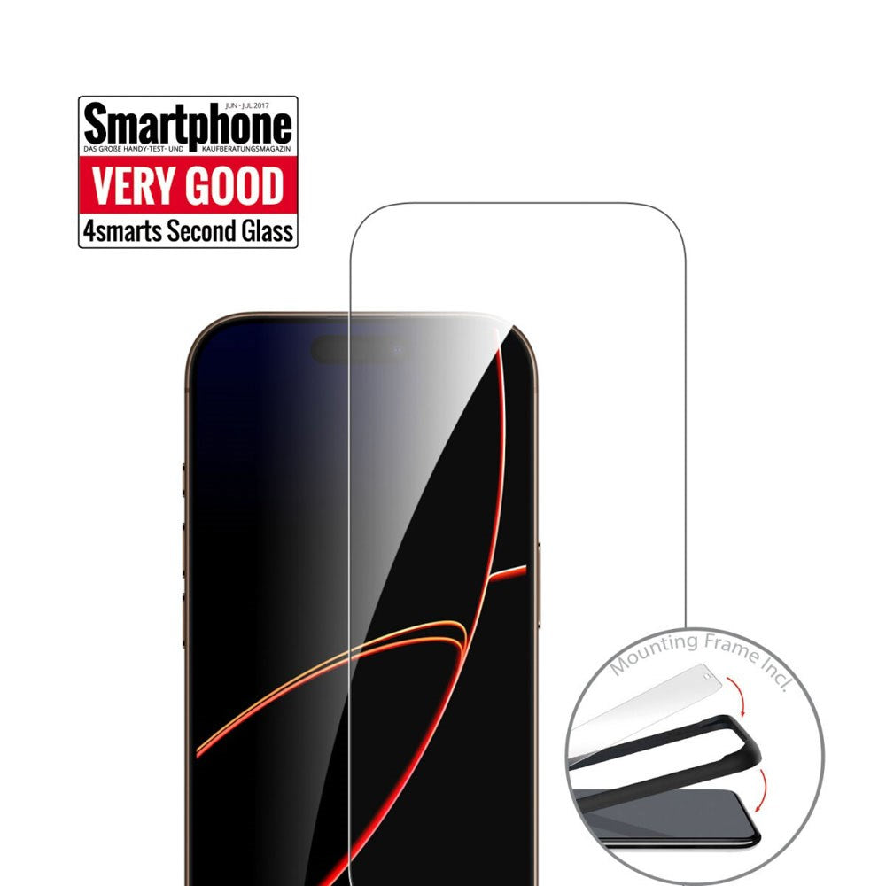 iPhone 17 Pro 4Smarts Second Glass Skärmskydd med Monteringsram - Case Friendly - Genomskinlig
