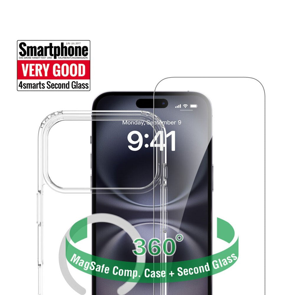 iPhone 17 Pro Max 4Smarts 360° Protection Set m. Skal & Skärmskyddsglas - MagSafe Kompatibel - Genomskinlig