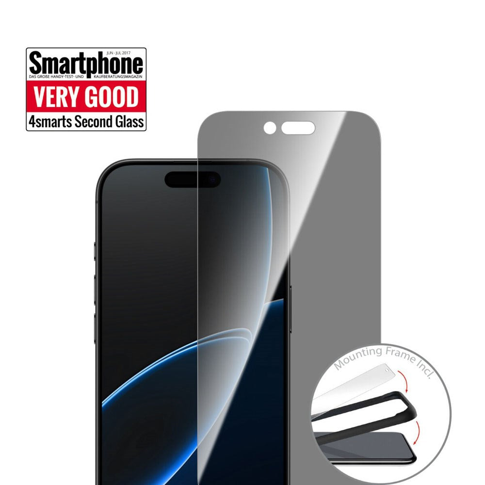 iPhone Air 4Smarts Second Glass Skärmskydd med Monteringsram - Privacy Funktion - Genomskinlig