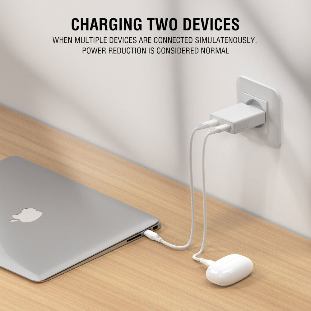4smarts PDPlug Slim 65W Väggladdare med 2 x USB-C - Vit