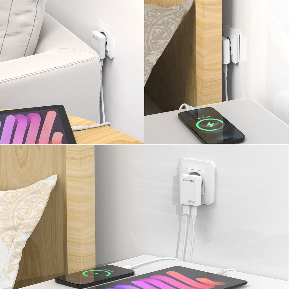 4smarts FlatPlug 20W Väggladdare med 1 x USB-C 1 x USB-A - Vit