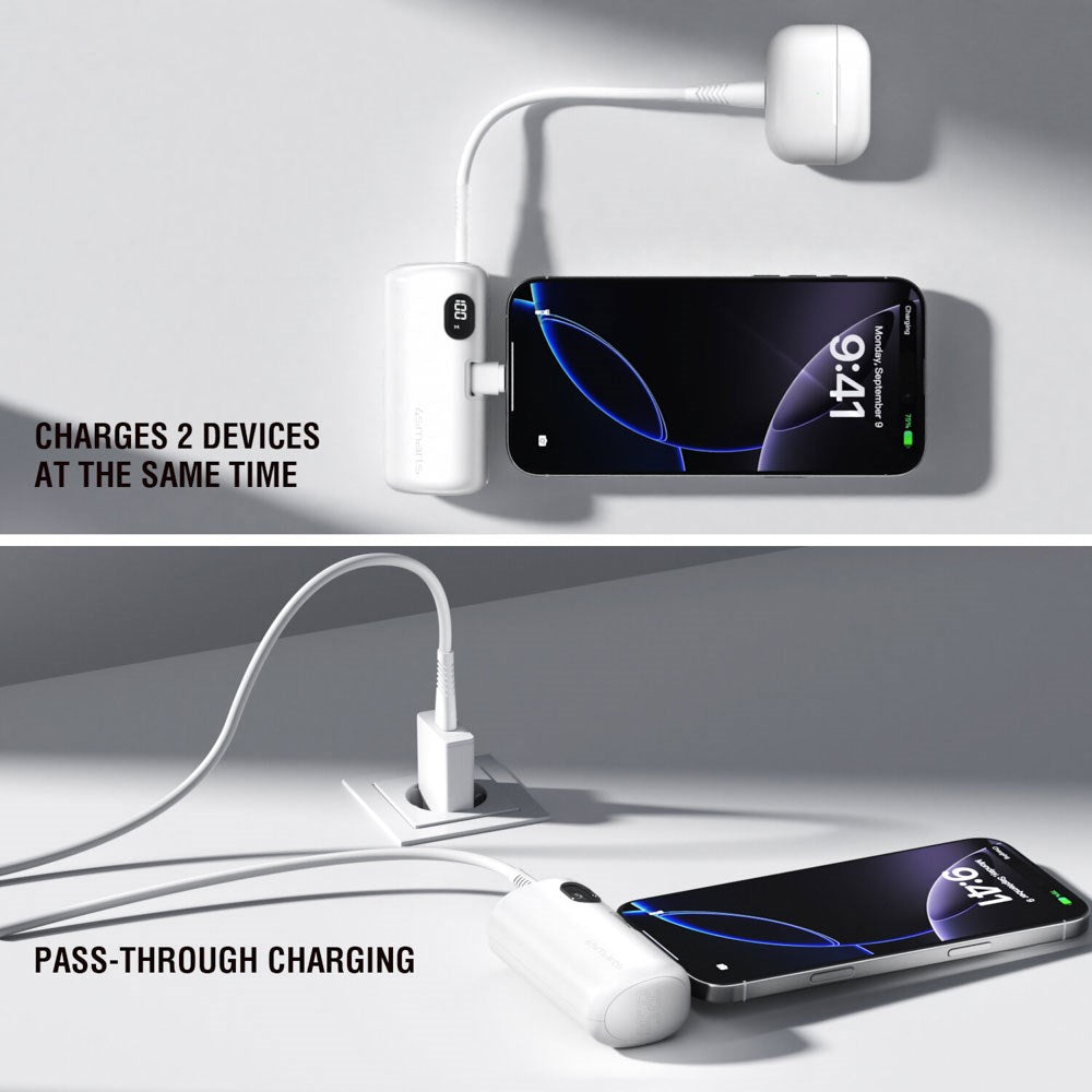 4smarts PicoFold 5000mAh Powerbank 22.5W med USB-C - Vit