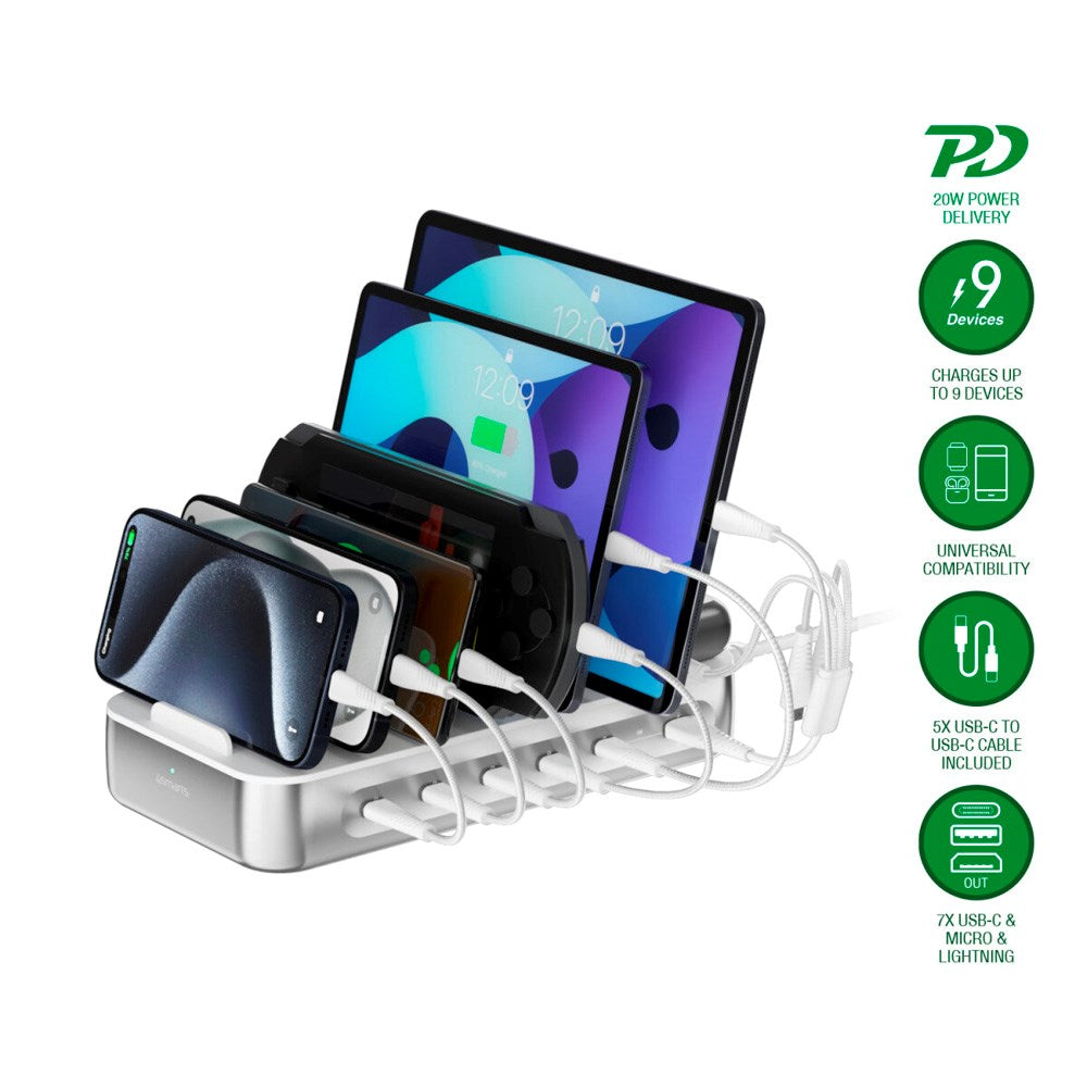 4smarts 9-i-1 Laddningsdocka 100W - Silver