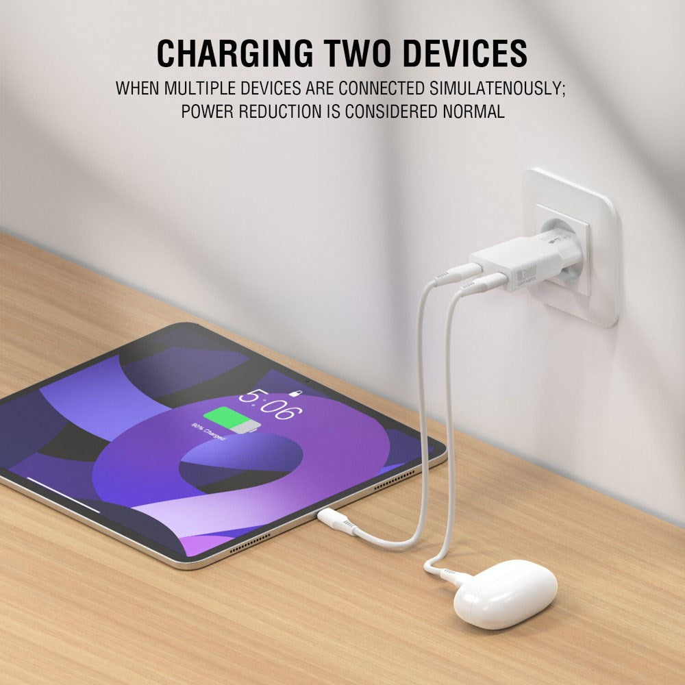 4smarts PDPlug Slim 30W Väggladdare med 2 x USB-C - Vit