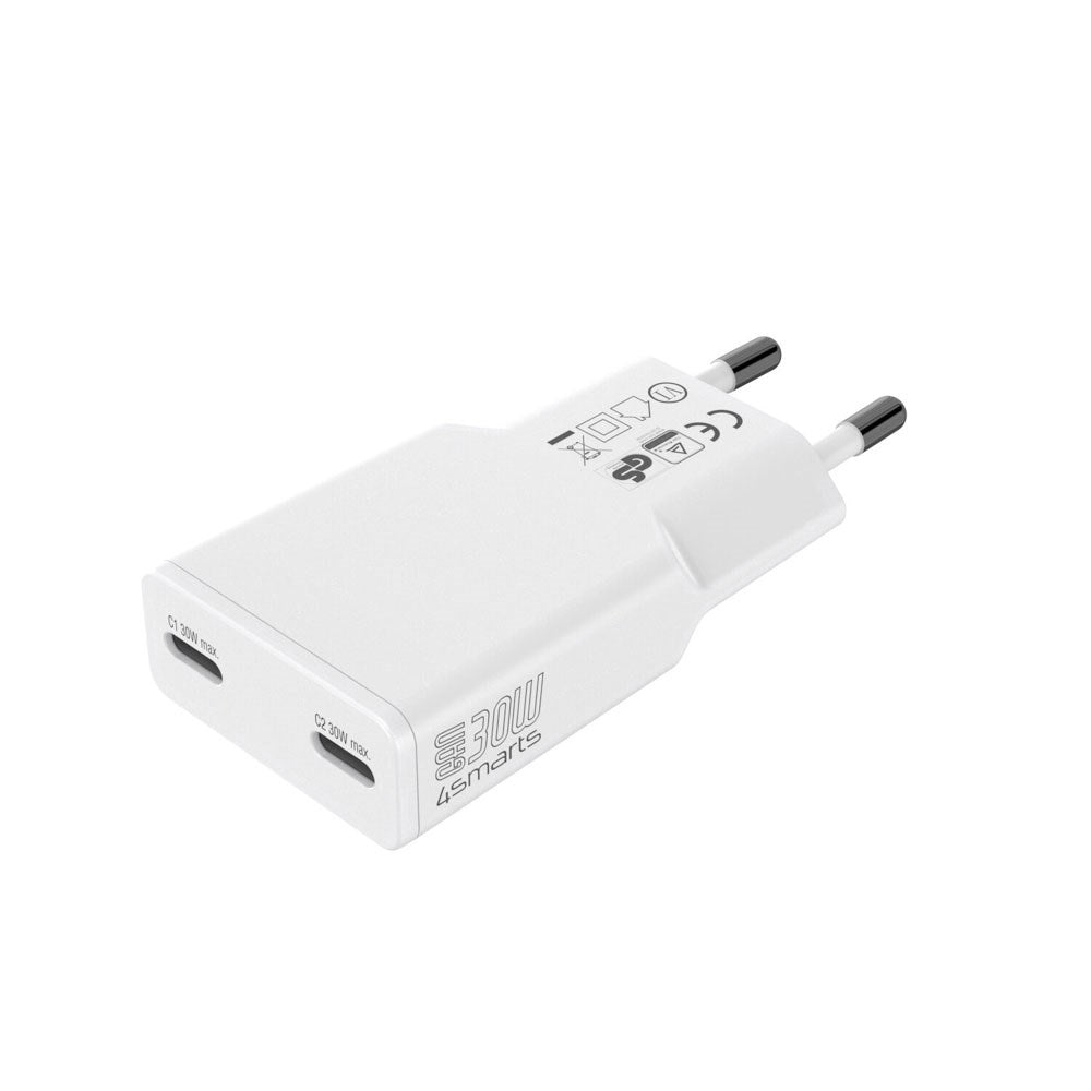 4smarts PDPlug Slim 30W Väggladdare med 2 x USB-C - Vit
