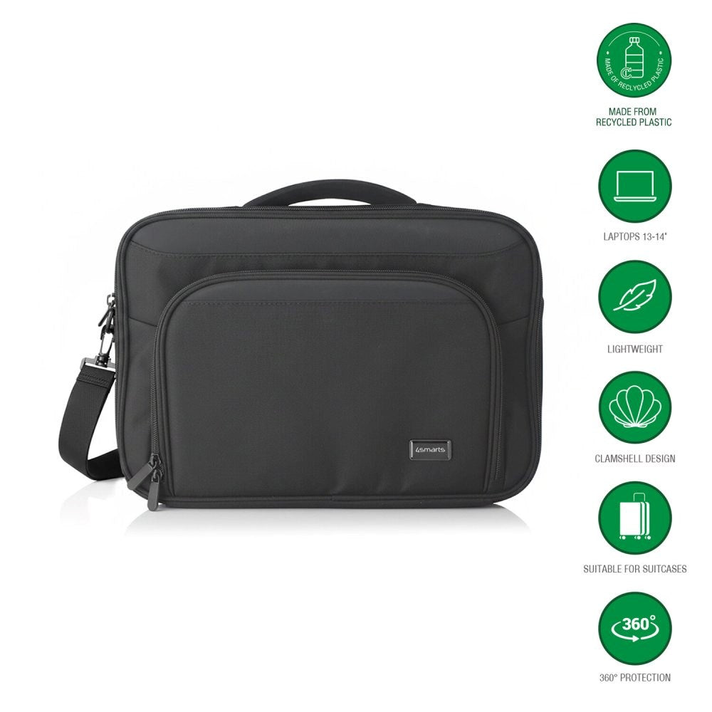 4smarts Eco Clamshell Datorväska - 13-14" - Svart