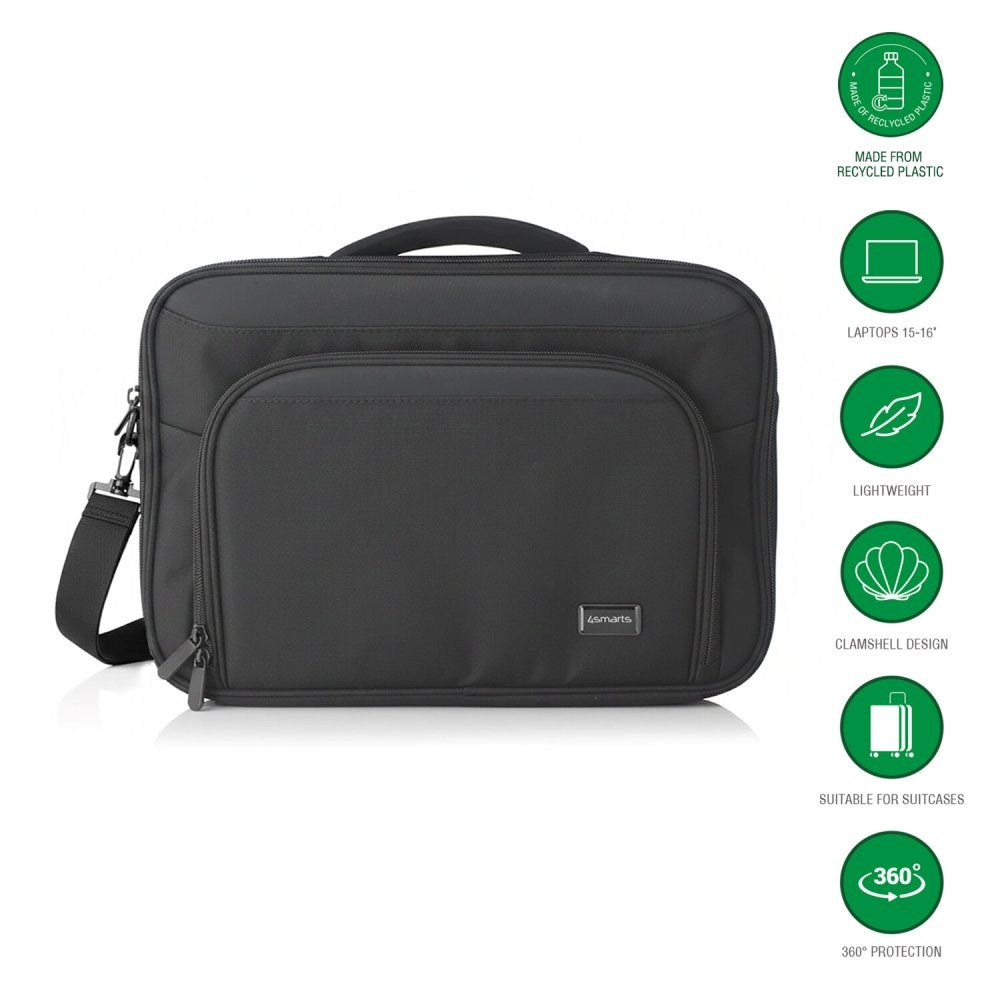4smarts Eco Clamshell Datorväska - 15-16" - Svart