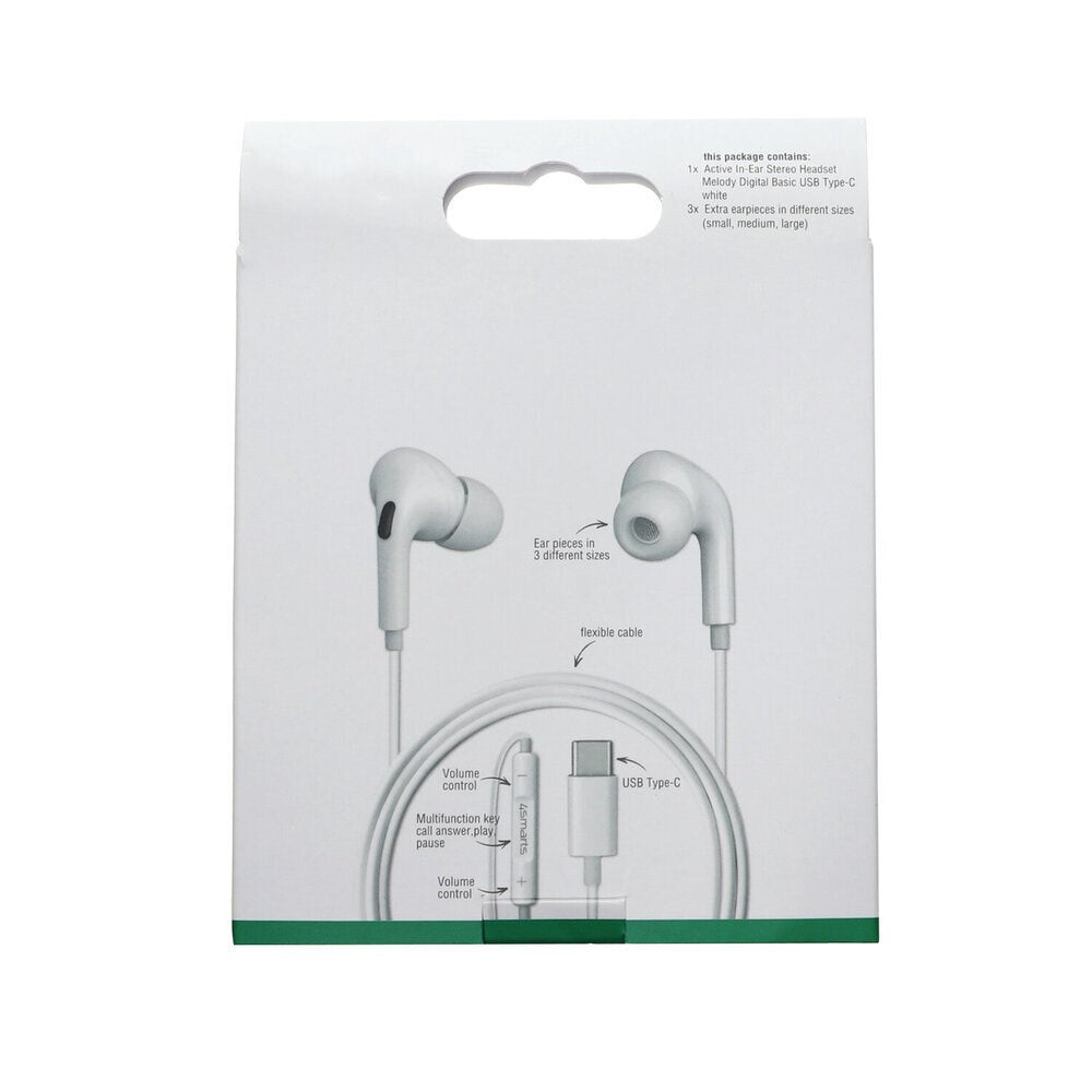 4smarts Melody Digital Basic Hörlurar med USB-C Kabel - Vit