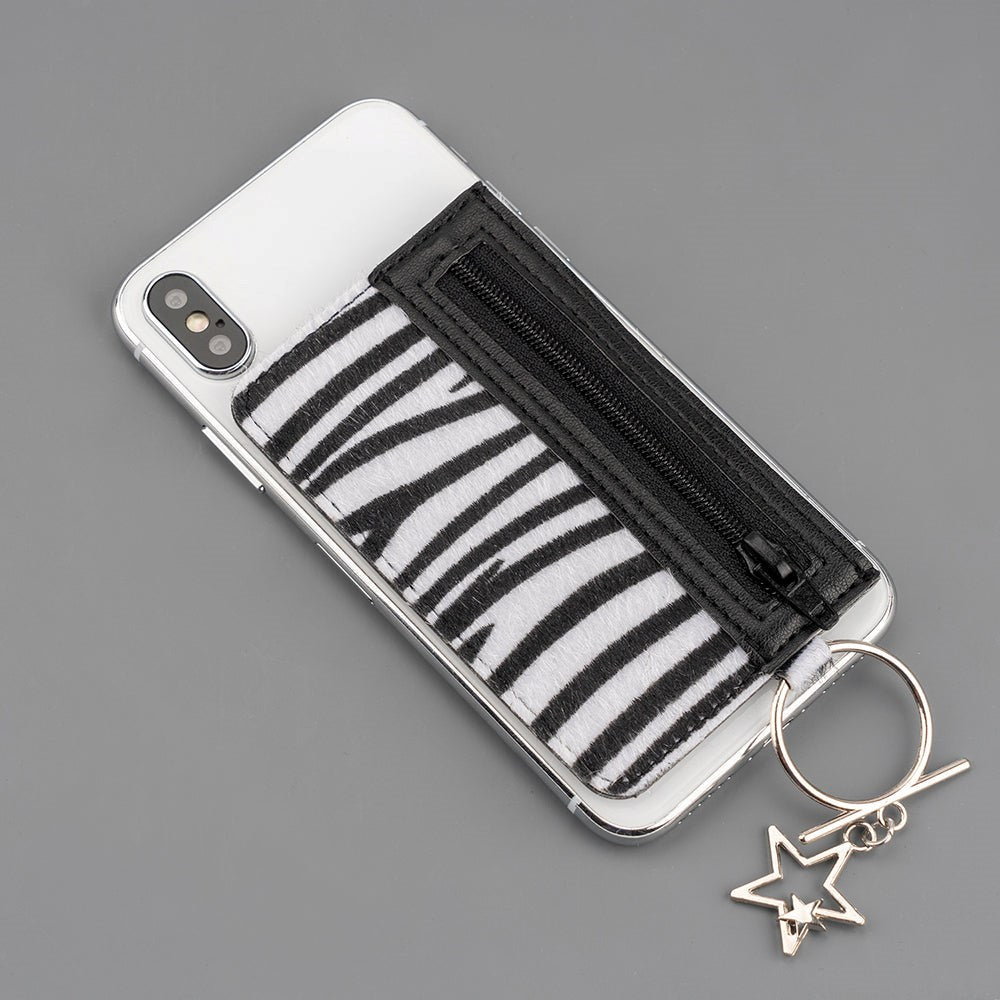 4Smarts Dressup Phone Holder m. Finger Ring & Card Holder - Zebra