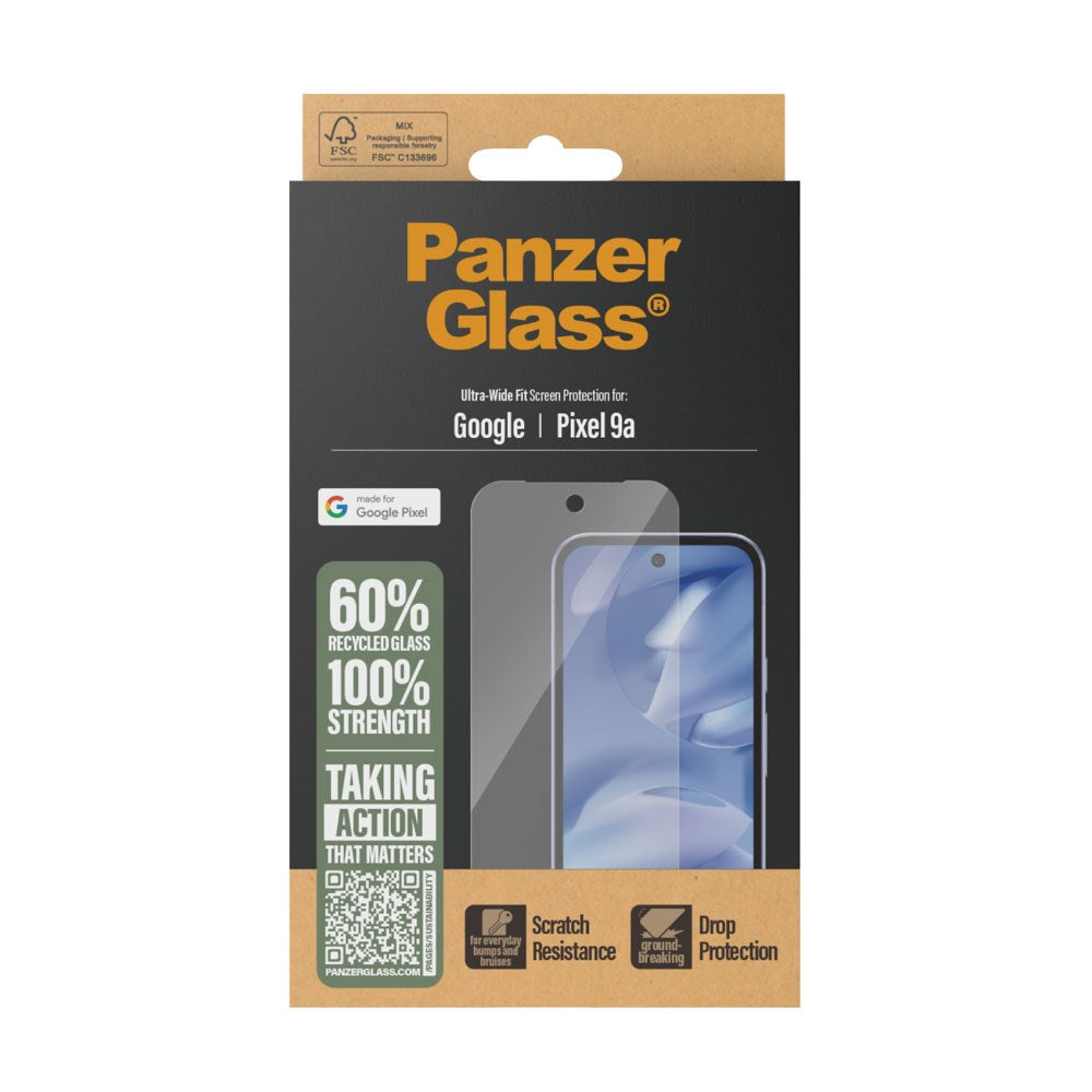 Google Pixel 9a PanzerGlass Ultra Wide Fit Skärmskydd - Genomskinlig