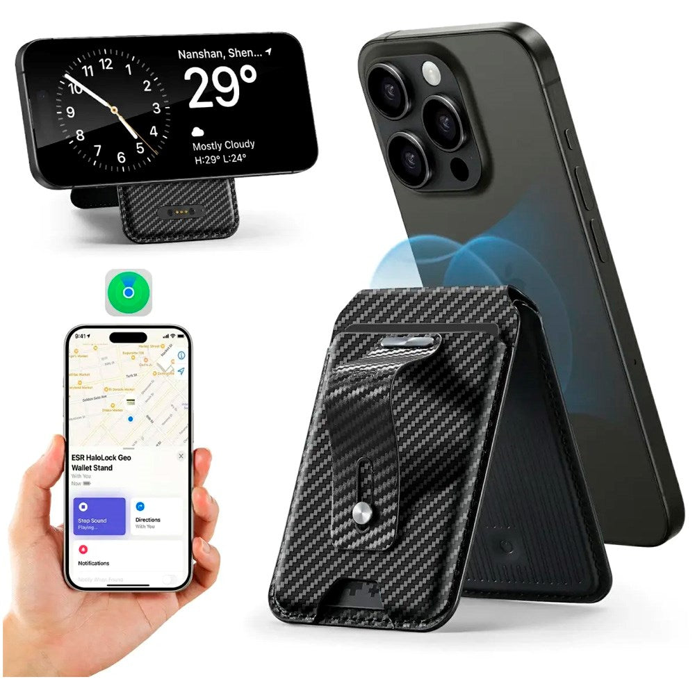 ESR GeoWallet Korthållare m. Ställfunktion - MagSafe Kompatibel - Svart