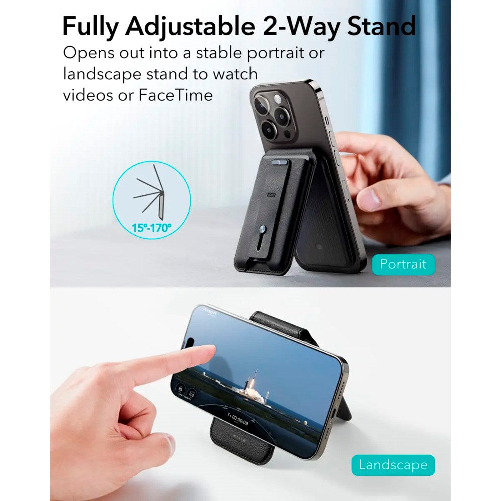 ESR GeoWallet Korthållare m. Ställfunktion - MagSafe Kompatibel - Svart