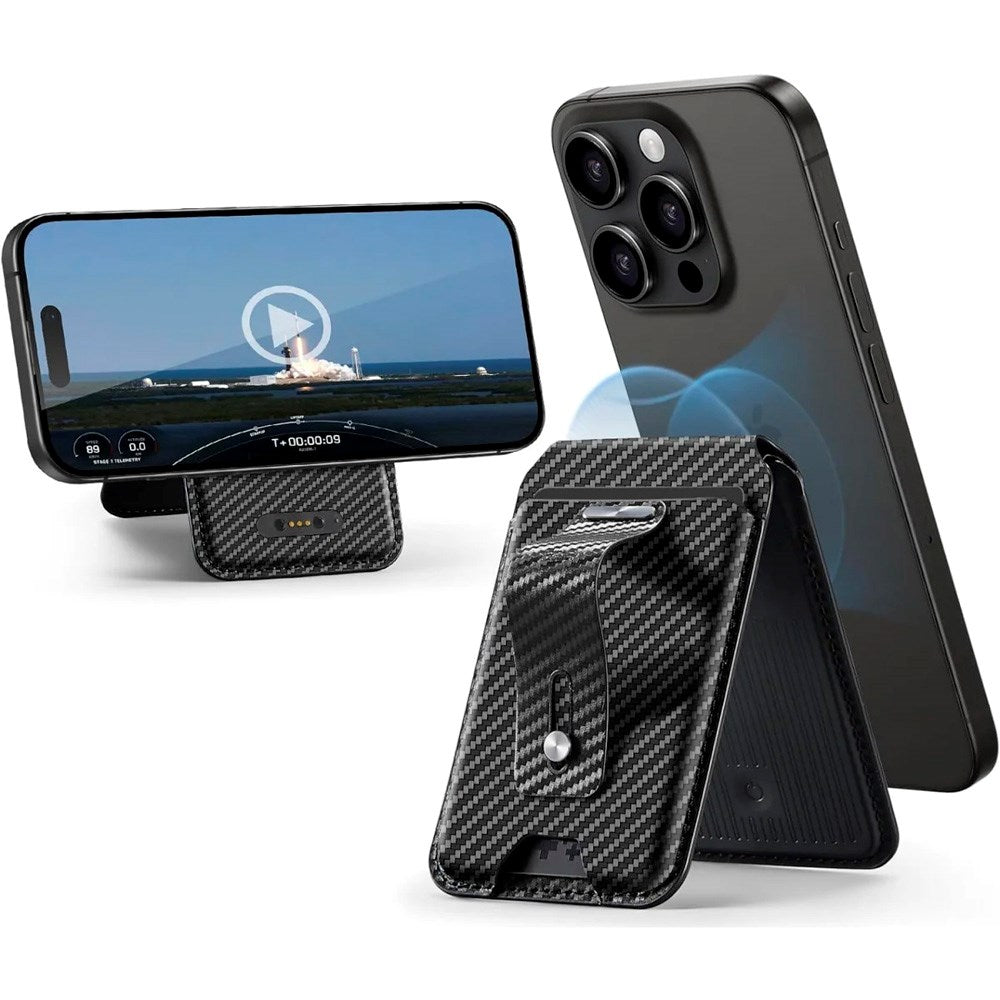 ESR GeoWallet Korthållare m. Ställfunktion - MagSafe Kompatibel - Svart Karbon