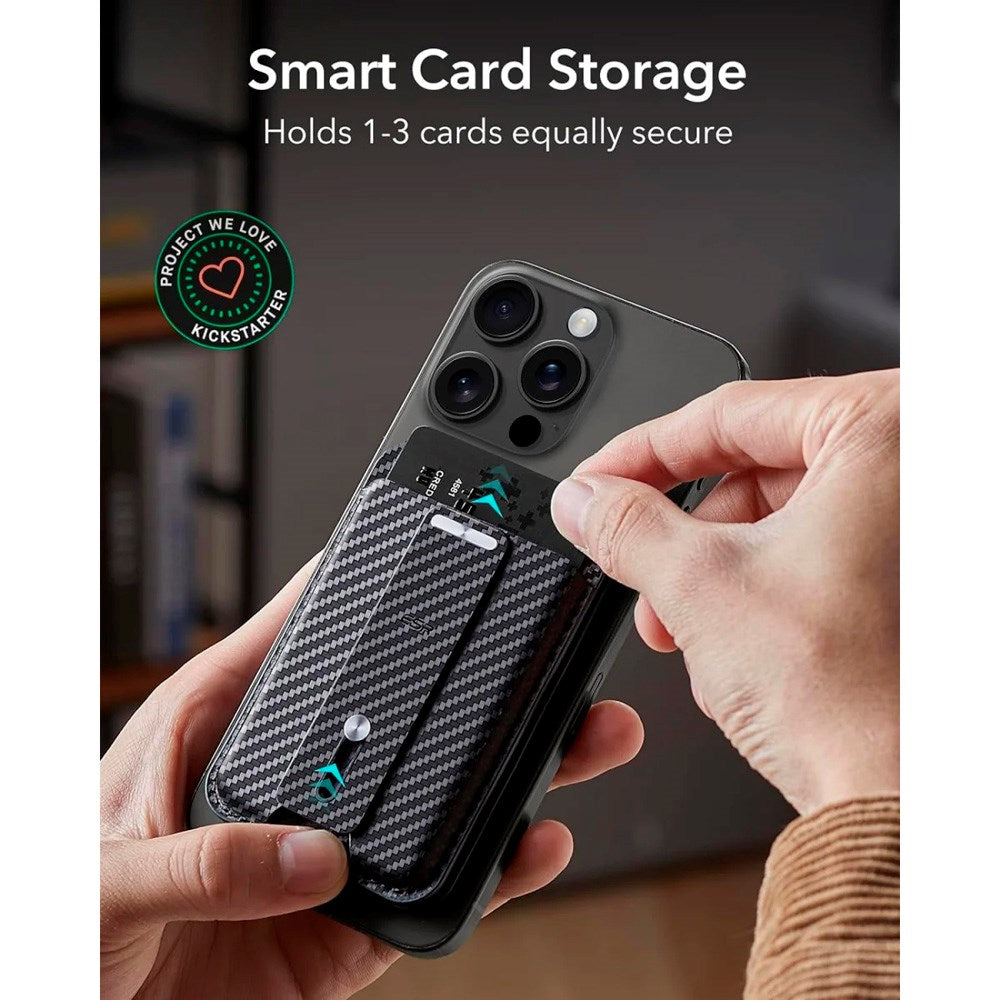 ESR GeoWallet Korthållare m. Ställfunktion - MagSafe Kompatibel - Svart Karbon