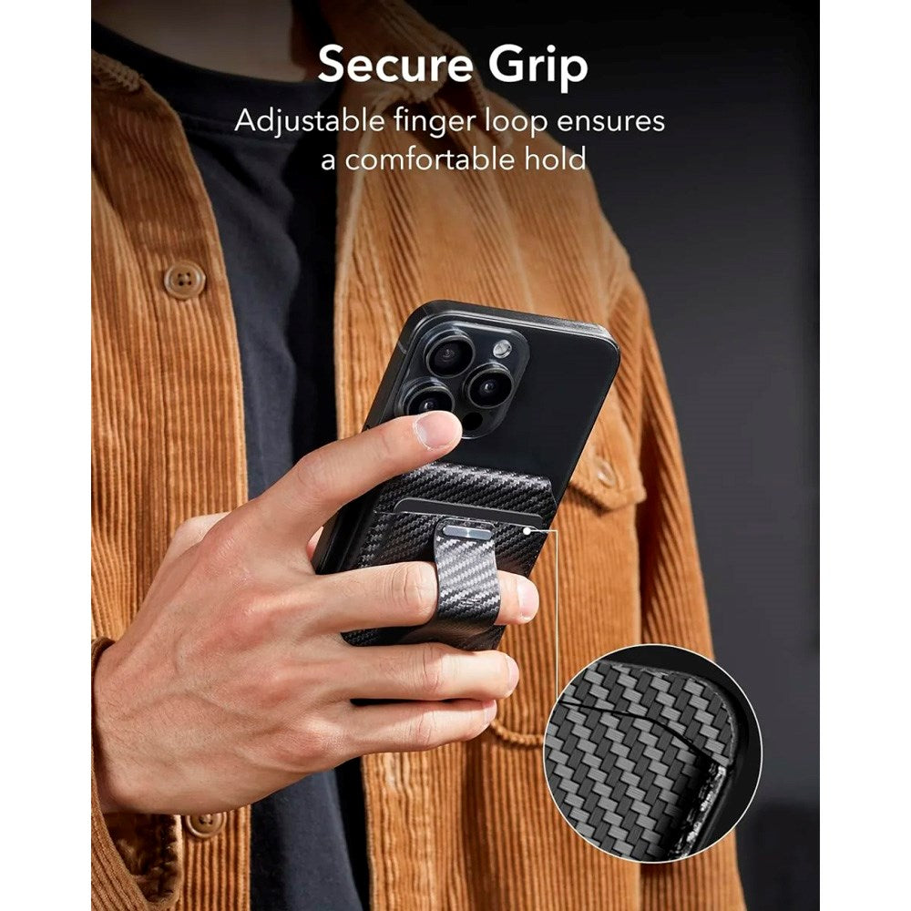 ESR GeoWallet Korthållare m. Ställfunktion - MagSafe Kompatibel - Svart Karbon