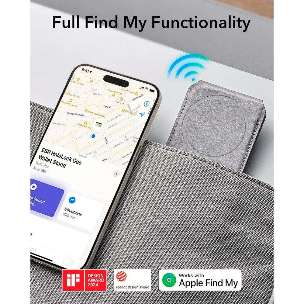 ESR GeoWallet Korthållare m. Ställfunktion - MagSafe Kompatibel - Grå