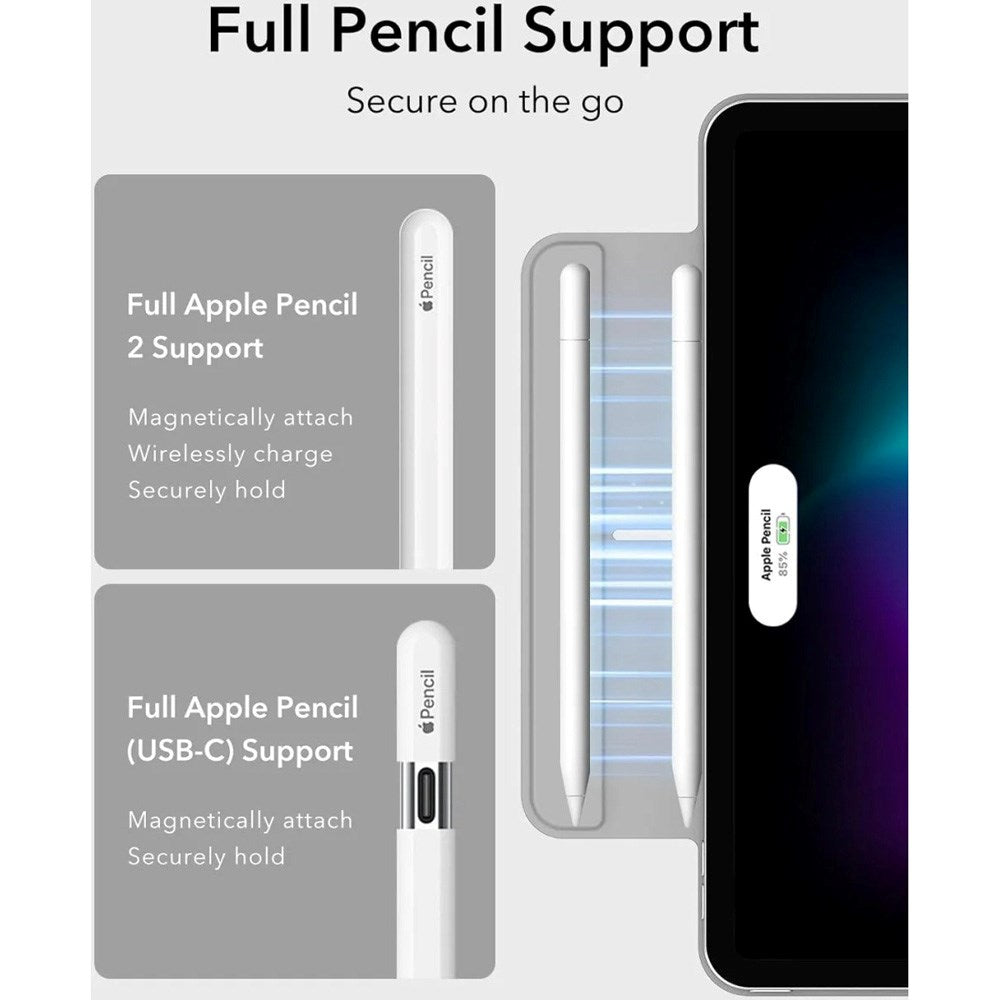 ESR iPad Air 13" (2025 / 2024) / Pro 12.9" (2022 / 2021 / 2020) Rebound Magnetic Fodral - Grå