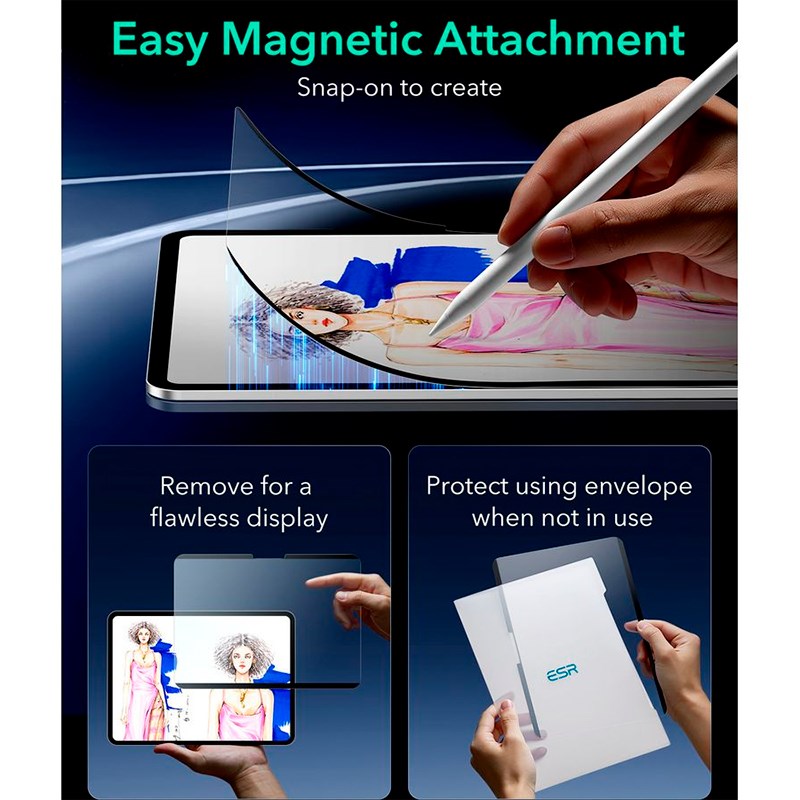 ESR iPad Pro 11" (2024) Magnetisk Paper Feel Screen Skärmskydd - Matt / Genomskinlig