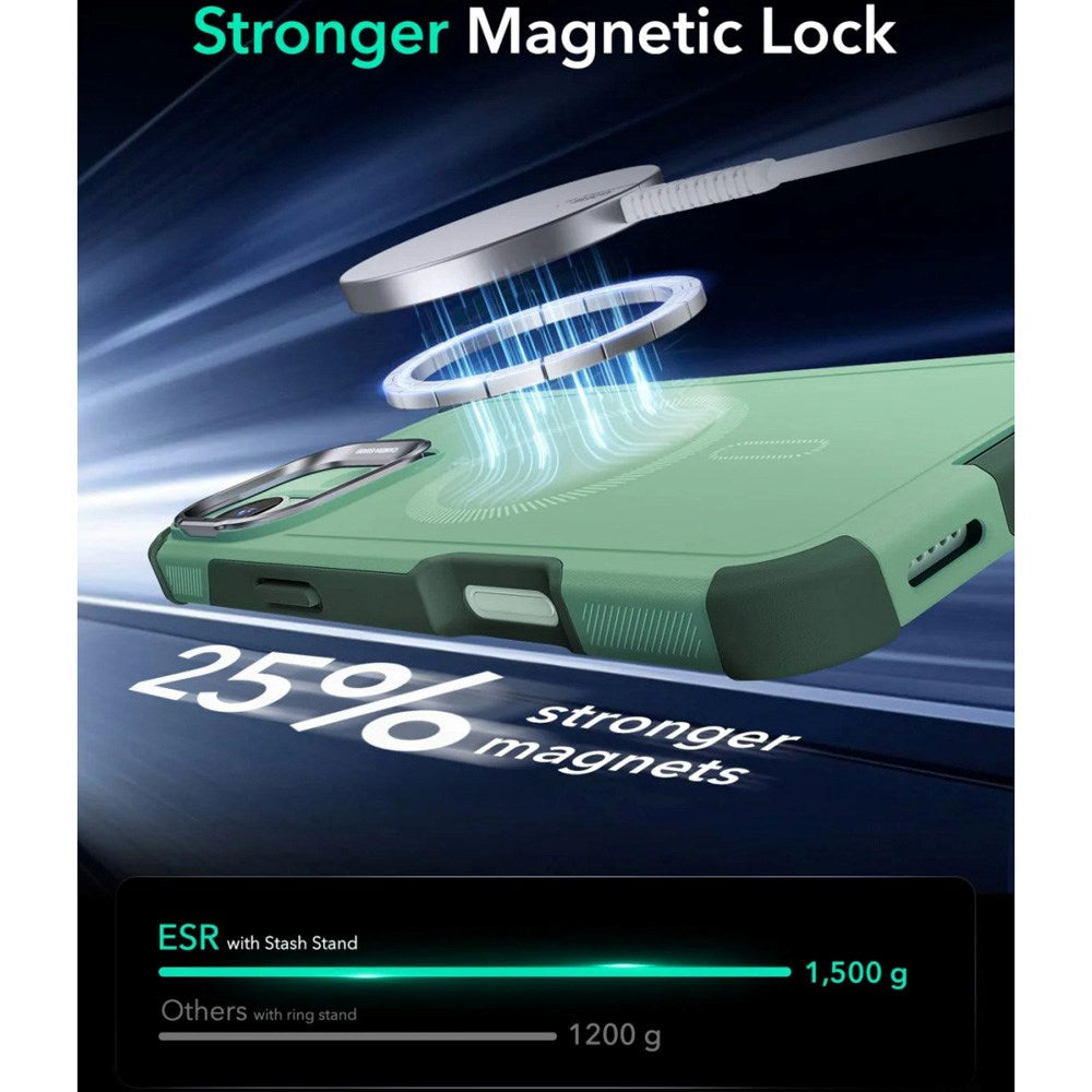 ESR iPhone 16 Cyber Armor Skal med Kickstand - MagSafe Kompatibel - Grön