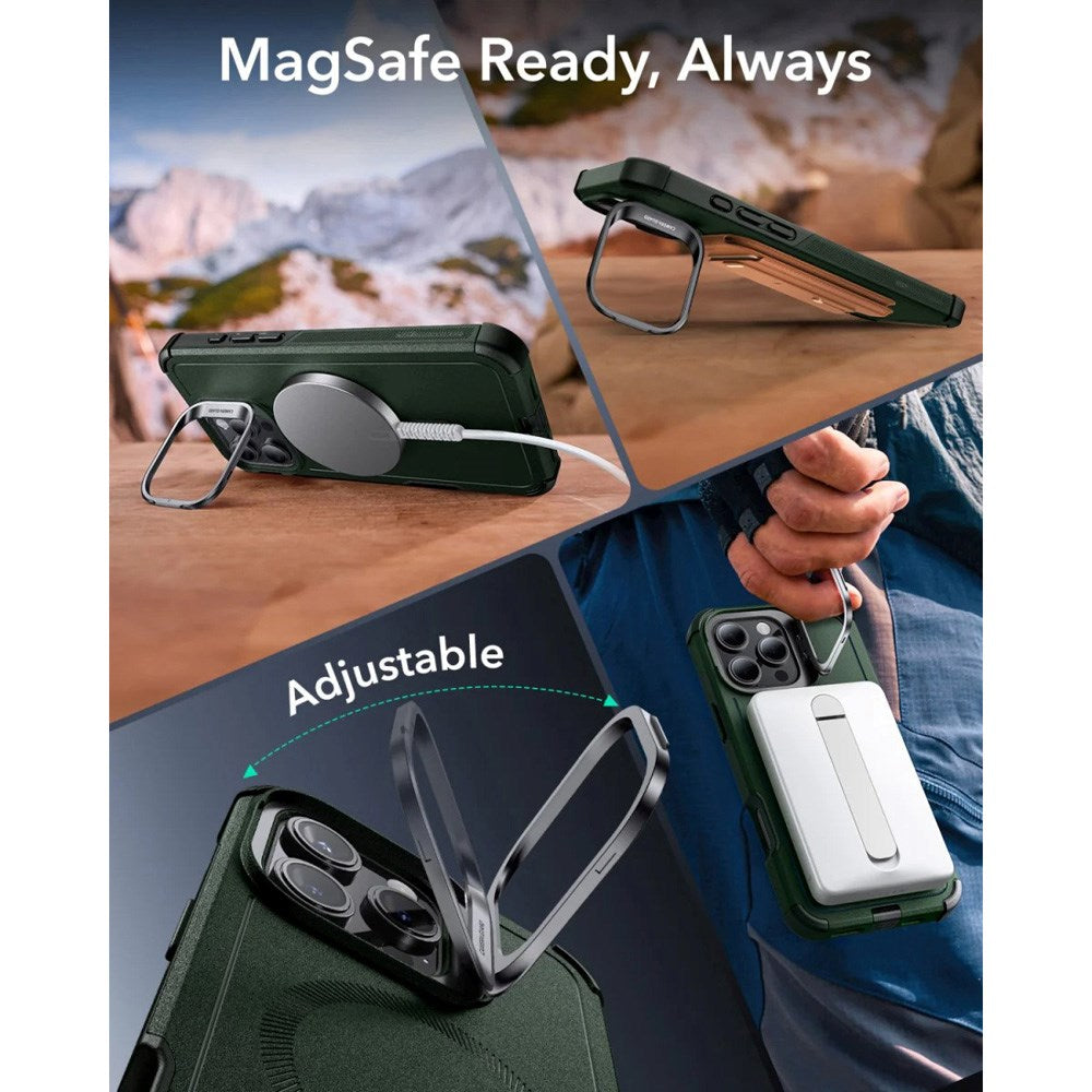 ESR iPhone 16 Pro Cyber Armor Skal med Kickstand - MagSafe Kompatibel - Grön