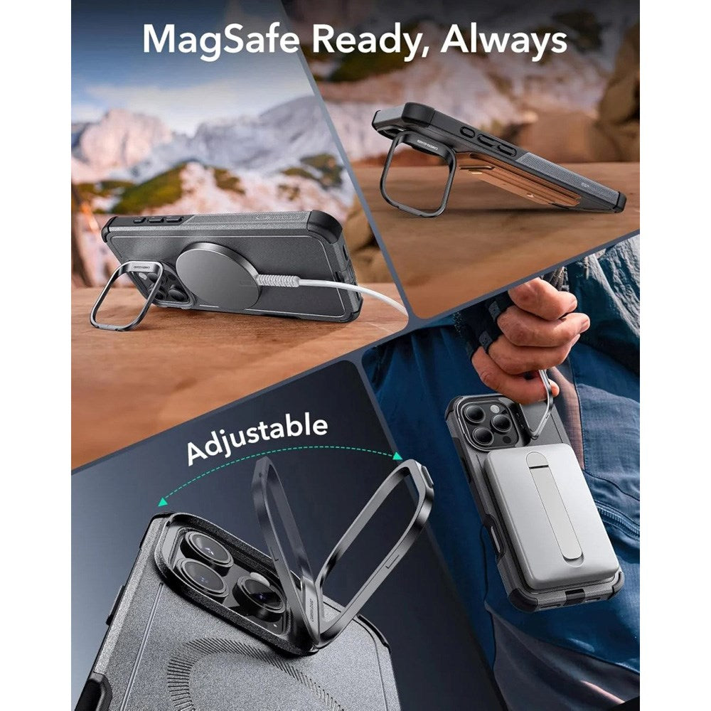 ESR iPhone 16 Pro Cyber Armor Skal med Kickstand - MagSafe Kompatibel - Grå
