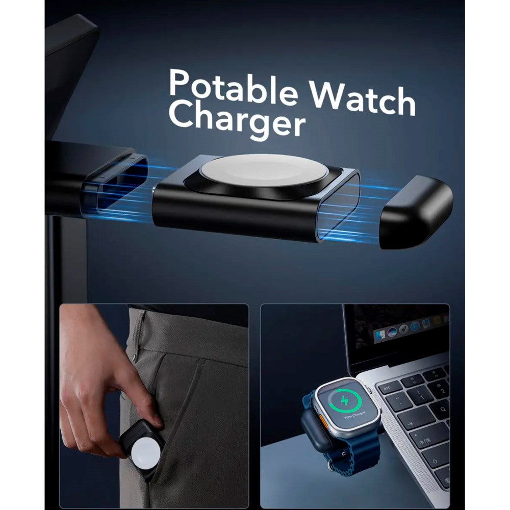 ESR 3-i-1 Qi2 Trådlös Laddare med Löstagbar Apple Watch Laddare - MagSafe Kompatibel - Svart