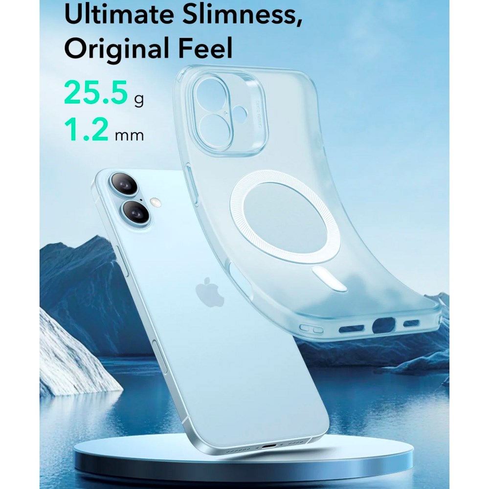 ESR iPhone 16 Zero Clear Flexibelt Plast Skal - MagSafe Kompatibelt - Matt Blå