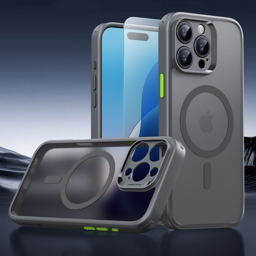 iPhone 16 Pro Max ESR Classic Pro Set HaloLock m. Bakside Skal & Skärmskyddsglas – MagSafe Kompatibel – Matt Grå