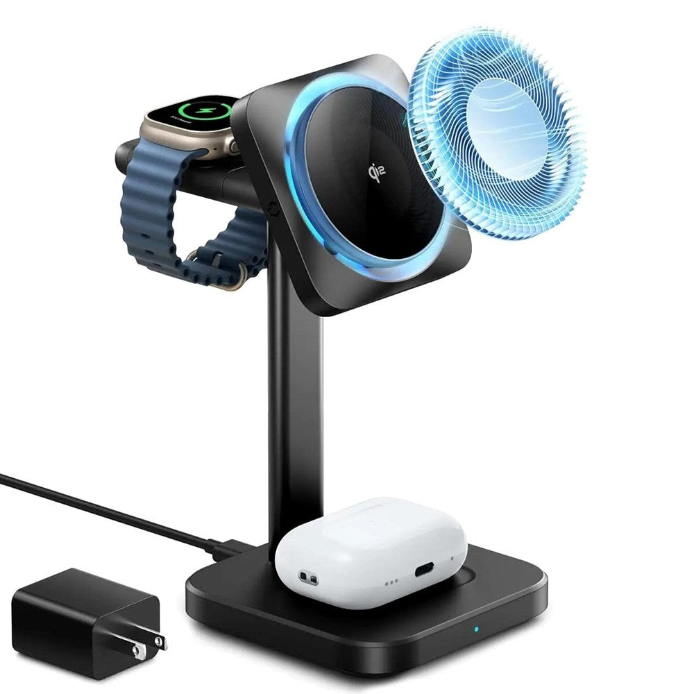 ESR 3-i-1 Qi2 Trådlös Laddare med CryoBoost & Löstagbar Apple Watch Laddare - MagSafe Kompatibel - Svart