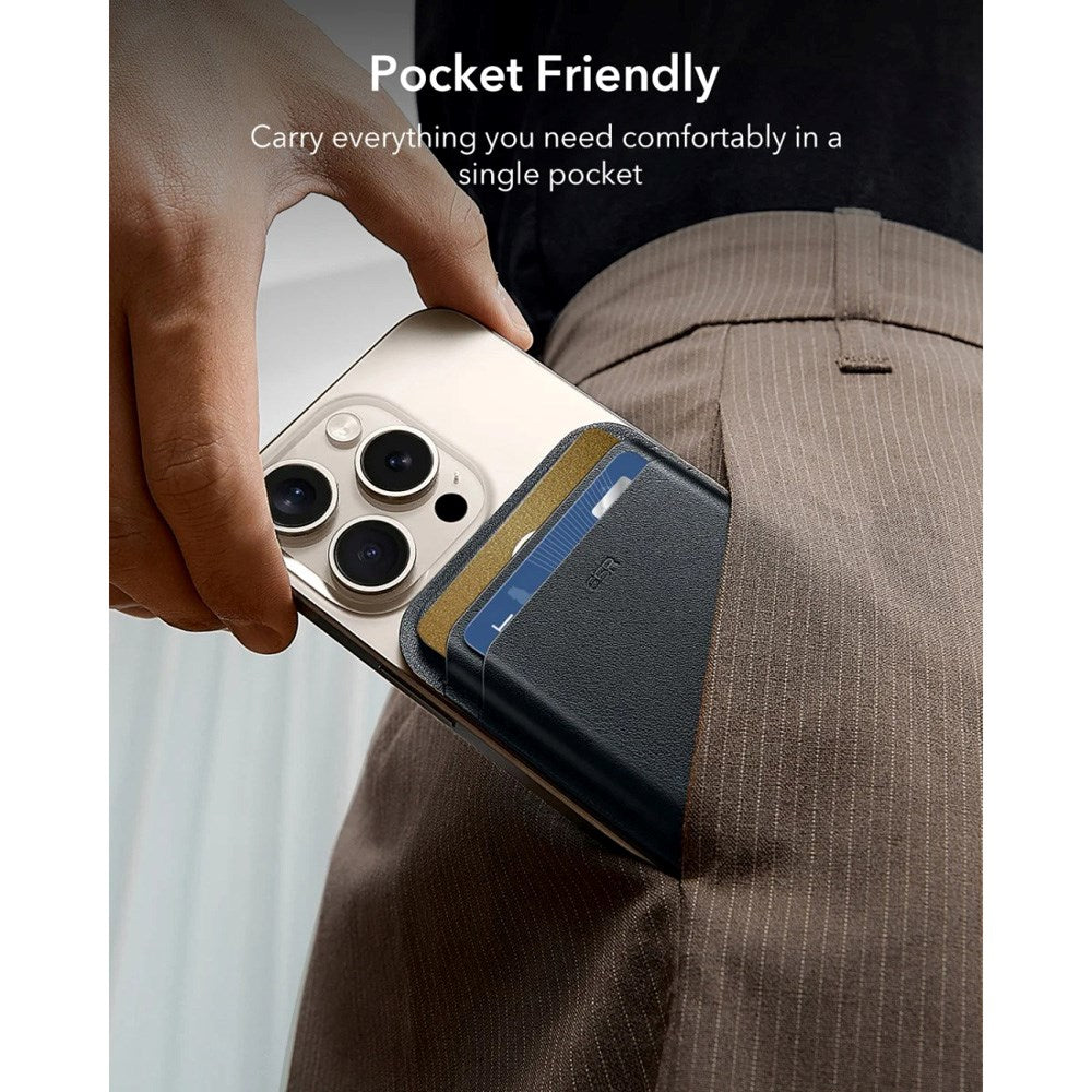 ESR HaloLock Korthållare i Konstläder med MagSafe - Blå