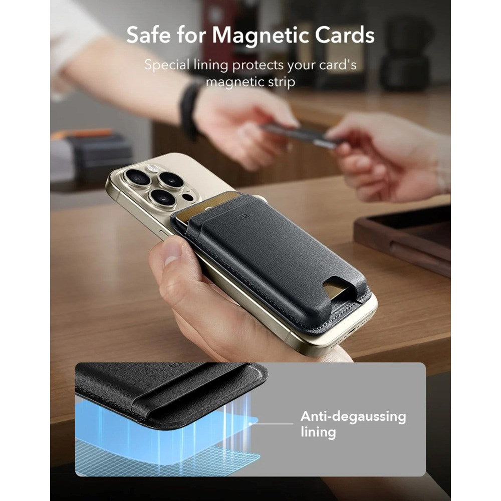 ESR HaloLock Korthållare i Konstläder med MagSafe - Svart