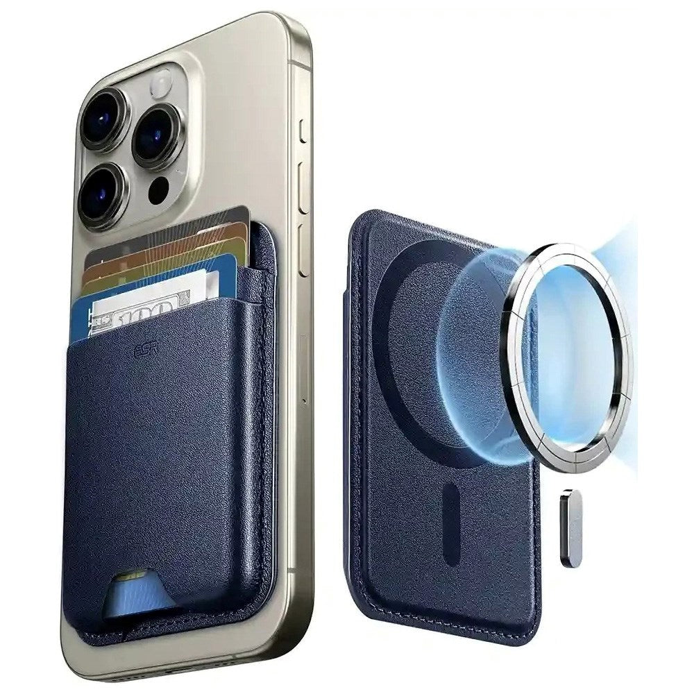 ESR HaloLock Korthållare i Konstläder med MagSafe - Blå