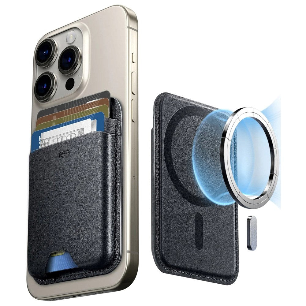 ESR HaloLock Korthållare i Konstläder med MagSafe - Svart