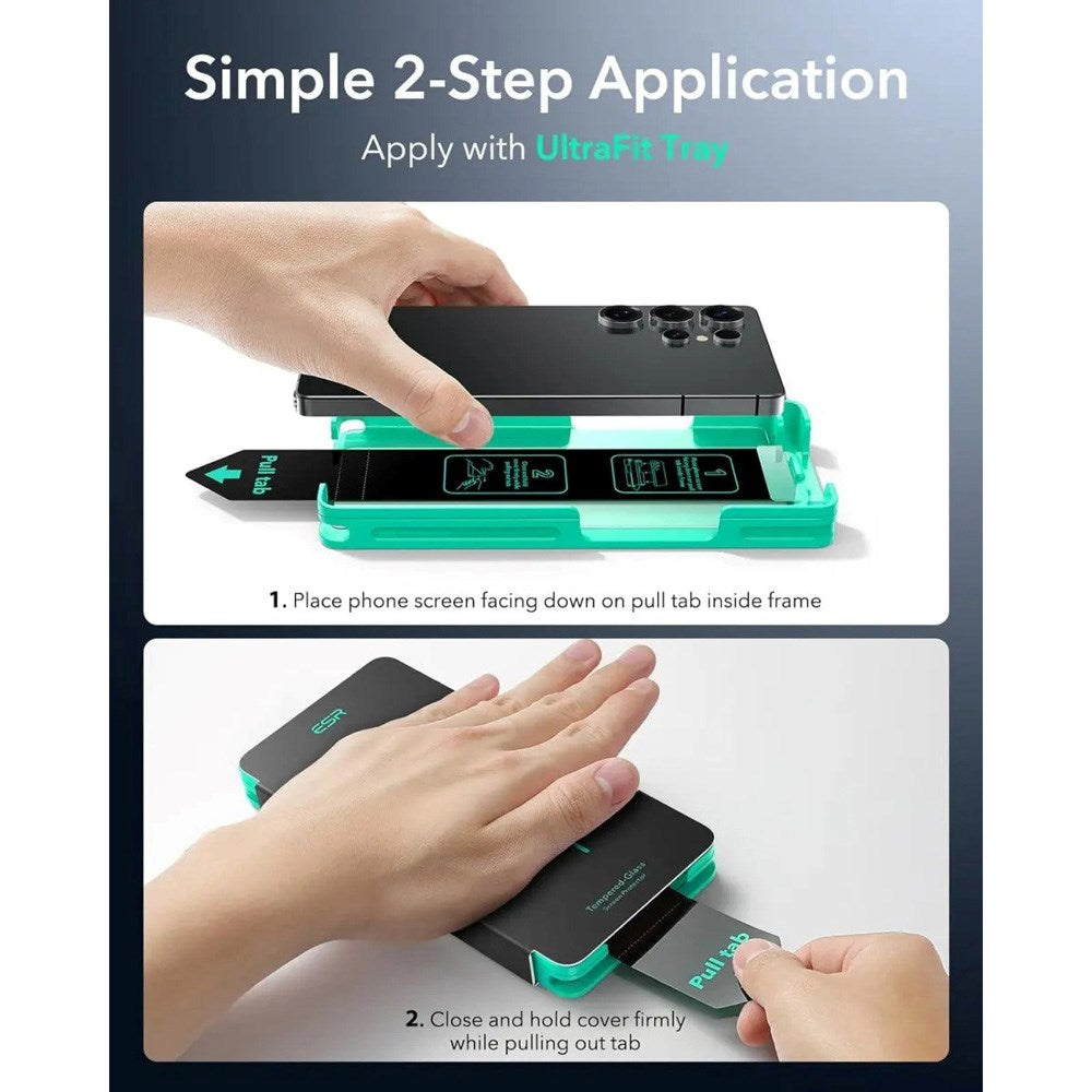 Samsung Galaxy S25 Ultra ESR Armorite Skärmskydd Härdat Glas med Monteringslåda - 2 st. - Genomskinlig
