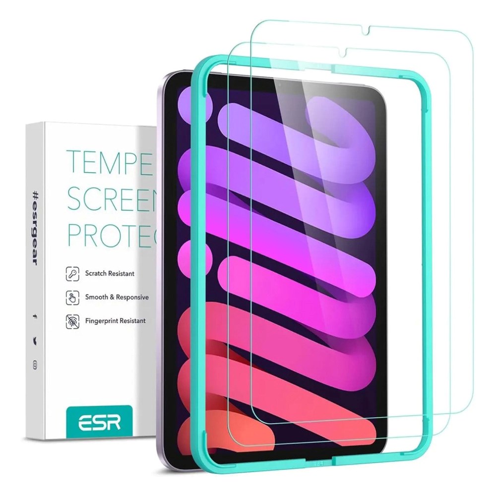 iPad Mini (2024/2021) ESR Härdat Skärmskydd med Monteringsram - 2 st. - Genomskinlig